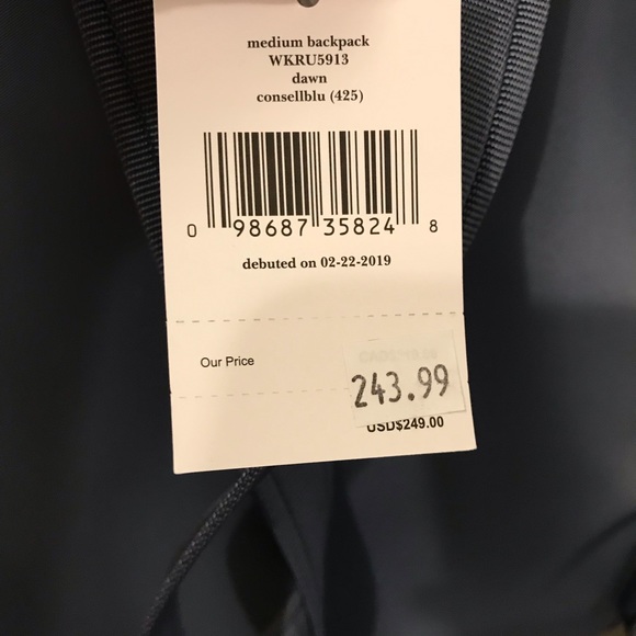 KATE SPADE NYLON MEDIUM BLUE BACKPACK BAG WKRU5913 - Picture 7 of 8